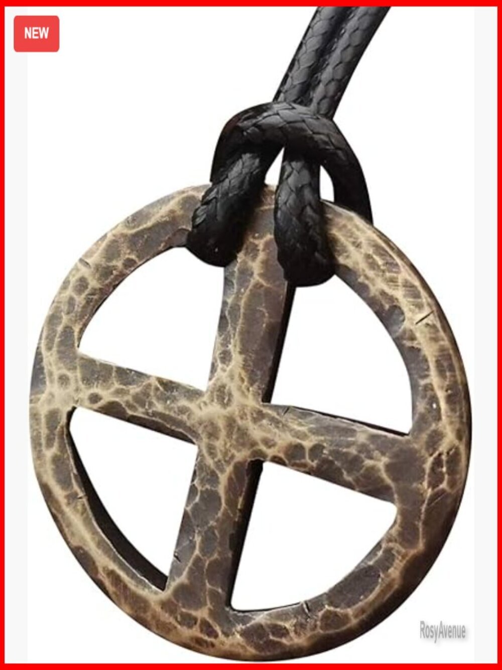 Handmade Brass Solar Cross Pendant Necklace Adjustable String - Picture 1 of 7